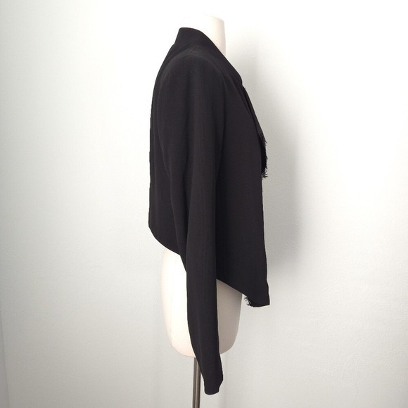 Anthropologie Elevenses Black Lace Trim High-Low Open-Front Cropped Jacket- M - Picture 3 of 7